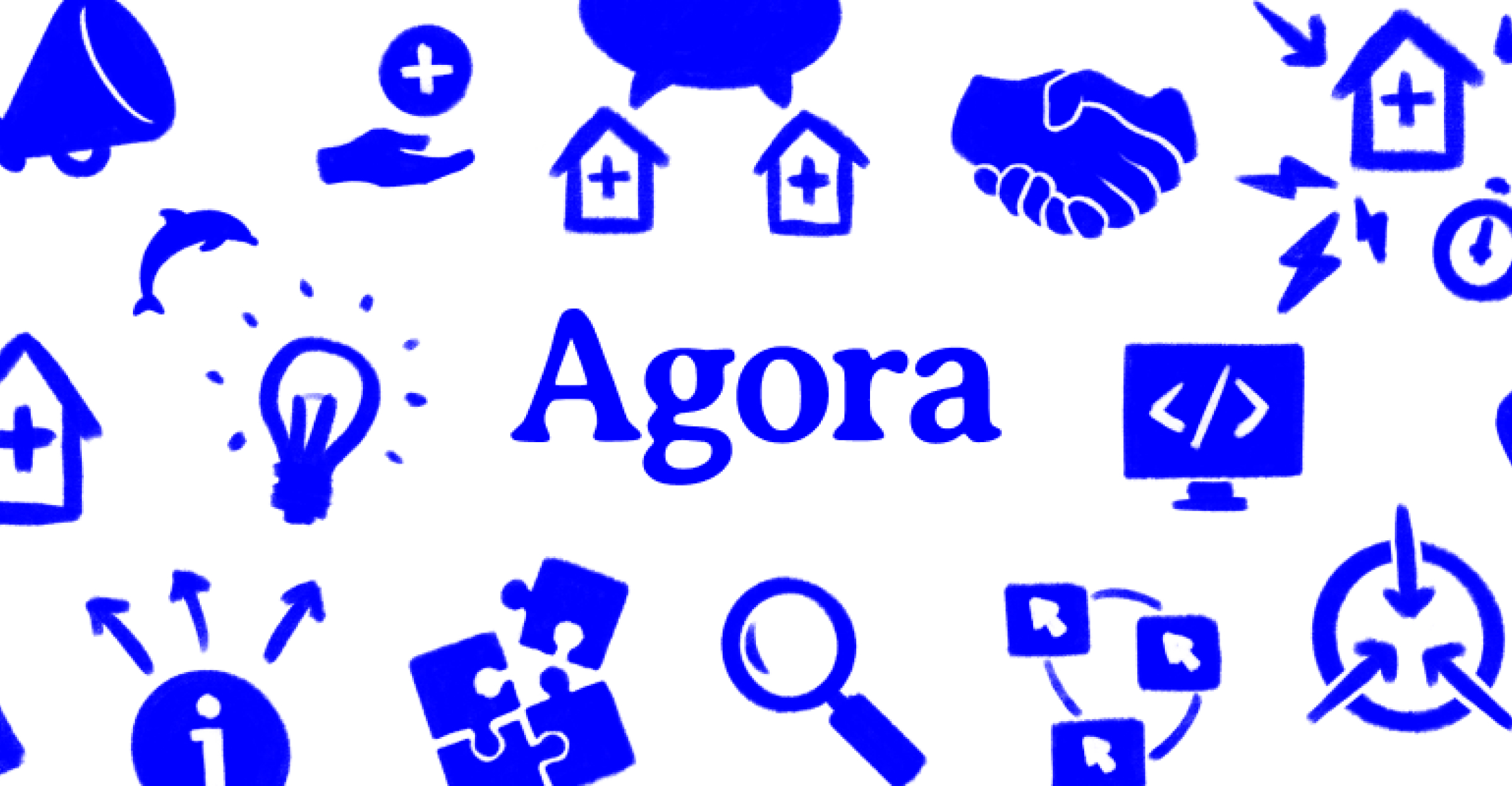 Agora graphic with multiple icons.
