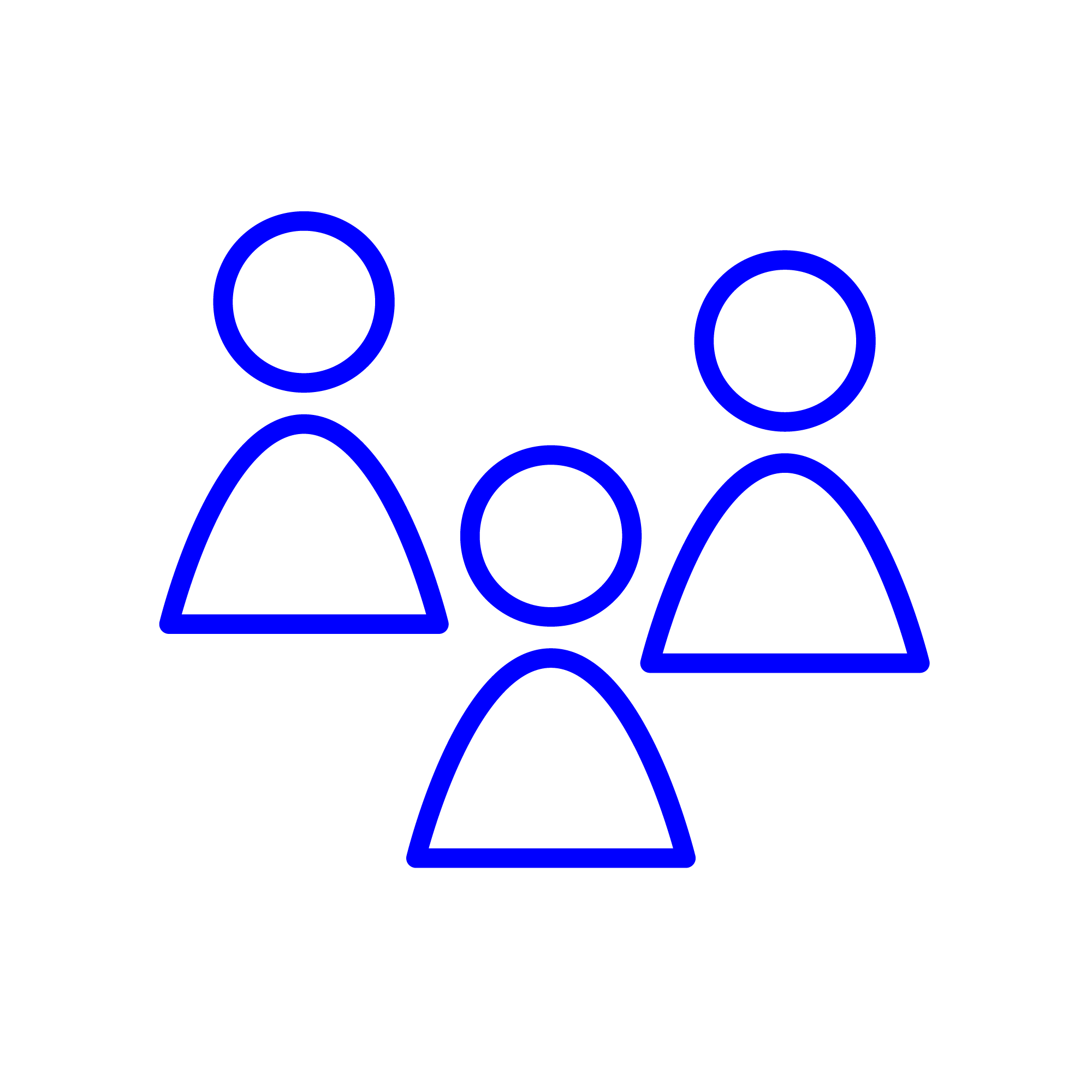 Abstrakte grafische Darstellung dreier Personen als Symbol für einen Workshop