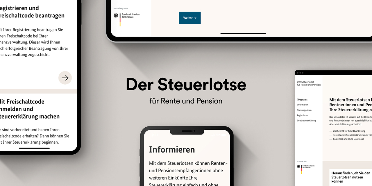 Mockup of Steuerlotse Online on different devices