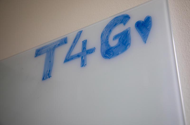 T4G auf ein Whiteboard geschrieben