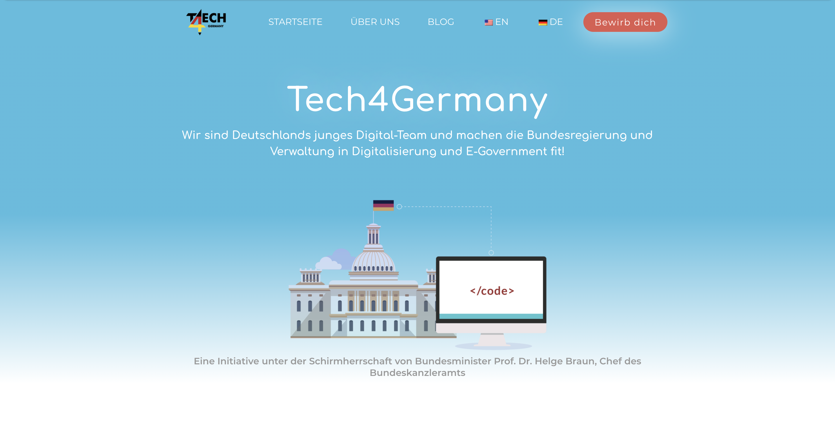 Screenshot Webseite Tech4Germany Design bis Ende 2019