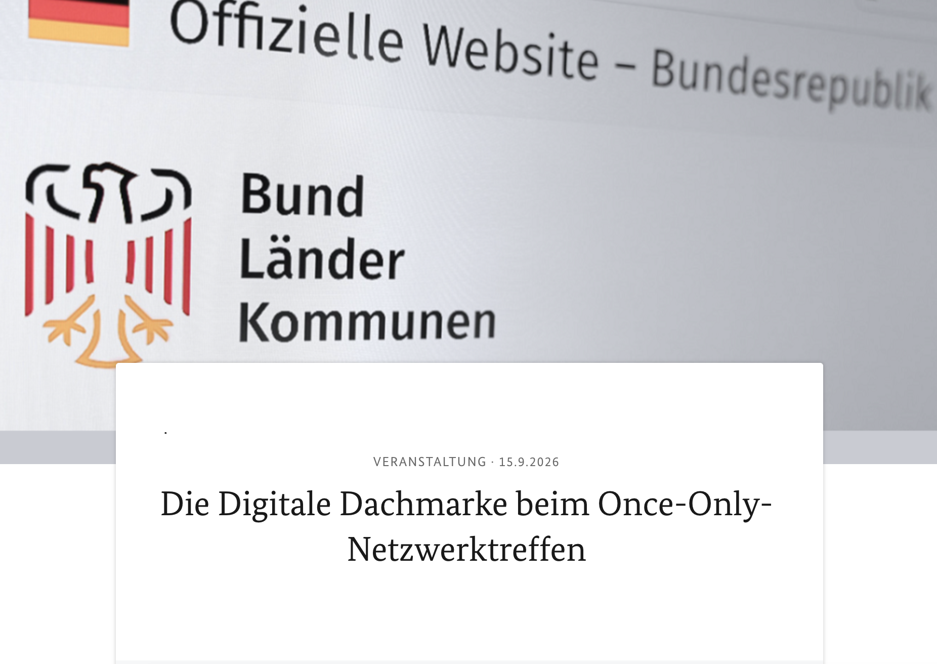 Screenshot der Informationsseite zum Once-Only-Netzwerktreffen