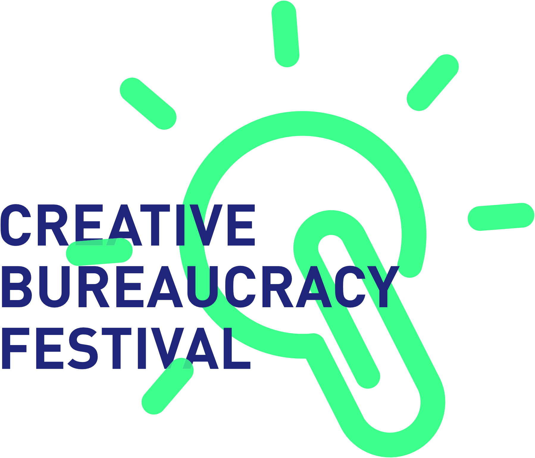 Logo des Creative Bureaucracy Festivals mit einer hellgrünen Glühbirne